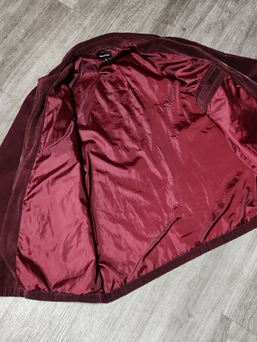Brixton Burgundy/Plum Corduroy Zip Jacket with Logo Patch - Picture 8 of 11